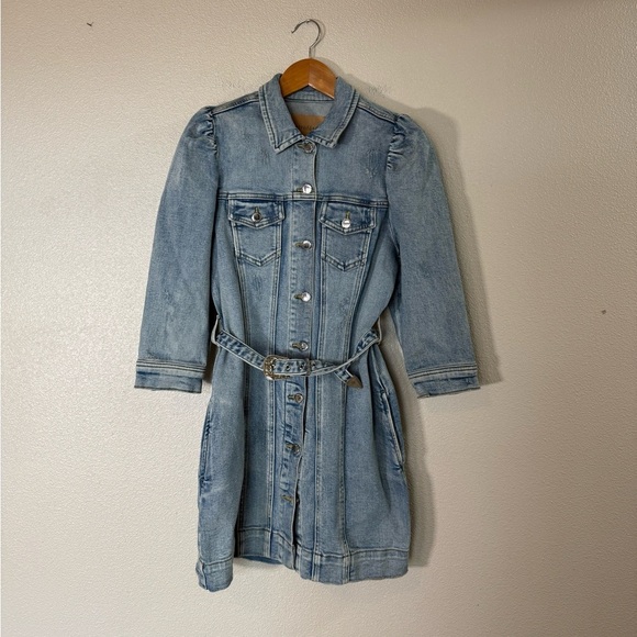 REVOLVE Retrofete Lema Denim dress Western Puff Sleeve size Medium H28 - Picture 3 of 13